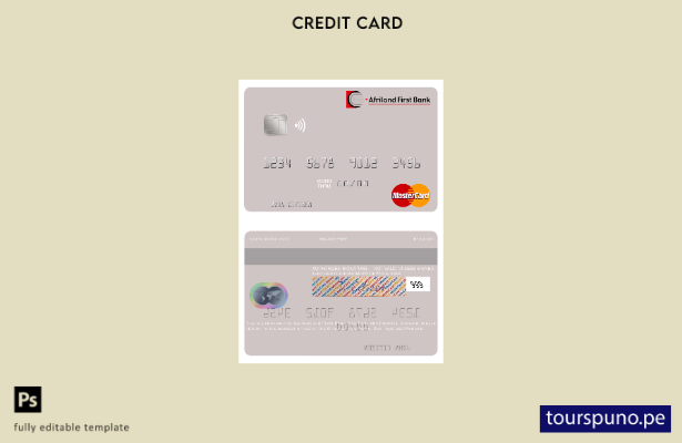 lista para imprimir plantilla de mastercard de Santo Tomé y Príncipe Afriland Fi
